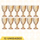 Kit 12 Taças Vidro Diamante Metalic 330ML Ambar Bico De Jaca Kit 12 Taças Vidro Diamante Metalic 330ML Ambar Bico De Jaca