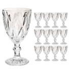 Kit 12 Taças Vidro Transparente 340ml Bico de Jaca Diamante Vinho