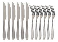 Kit 12 Talheres Aço Inox 6 Garfos E 6 Facas Cozinha Jantar