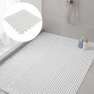 Kit 12 Tapetes Modulares Antiderrapantes para Banheiro e Box PVC Flexível Sistema Click Encaixe Perfeito 30x30cm Branco Cinza Kit 12 Tapetes Modulares Antiderrapantes para Banheiro e Box PVC Flexível Sistema Click Encaixe Perfeito 30x30cm Branco Cinza