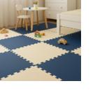 Kit 12 Tatame Tapete Eva 50x50x1cm 10mm AZUL MARINHO e CREME