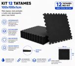 Kit 12 Tatames Tapetes Eva 100x100x1cm 1x1 Metro 10mm Preto Linha Premium com Bordas de Acabamento Kit 12 Tatames Tapetes Eva 100x100x1cm 1x1 Metro 10mm Preto Linha Premium com Bordas de Acabamento