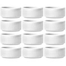 Kit 12 Tigelas Ramekins Porcelana 130ml Canelado Germer Branco Sobremesas Molhos Cremes