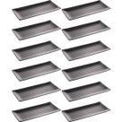 Kit 12 Travessas para Servir Sushi Sashimi Melamina 35x16cm Pratos Retangulares Pretos Tóquio Lyor