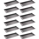Kit 12 Travessas para Servir Sushi Sashimi Melamina 35x16cm Pratos Retangulares Pretos Tóquio Lyor