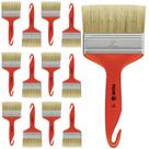 Kit 12 Trinchas Pinceis Tigre Porta Móveis Madeira Verniz Cabo Plástico Cerdas Animais Brancas Natural Pelos Média 10,16cm 4" Polegadas 696