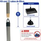 Kit 12 Unidades Encapado Para Pazinha / Desentupidor CABO de Rosca Madeira 60cm Encaixe Universal com Alça Plastificado