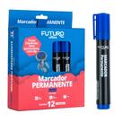 Kit 12 Unidades Pincel Atômico Permanente Marcador Preto Ponta Chanfrada