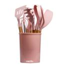 Kit 12 Utensílios De Cozinha Em Silicone E Cabo De Madeira