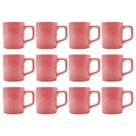 kit 12 Xícaras Café Colors Rosa 80mL Cerâmica Mesa Posta