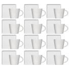 Kit 12 Xícaras de Café 90ml em Porcelana Branca com Pires Quadrado Germer