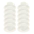 Kit 12 Xícaras de Café com Pires 50ml em Porcelana Branca