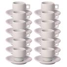 Kit 12 Xícaras de Café com Pires 75ml em Porcelana Branca