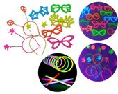 Kit 120 Adereços Óculos Tiaras Pulseiras Neon Festa Balada