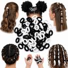 Kit 120 Mini Xuxinha elastico De Cabelo branco preto rabico