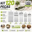 Kit 120 Talheres em Inox Premium Completo para Refeições e Sobremesas