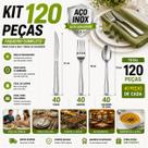 Kit 120 Talheres Inox Garfo, Faca e Colher para Refeições Completas Perfeito para Casa Lanchonete
