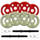 Kit 12Kg Anilhas Emborrachadas com 2 Barras Pretas de 40cm