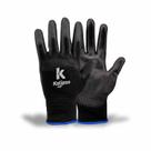 Kit 12PR Luva Trico Pu Preta Nylon Revest T.10 Xg - Kalipso