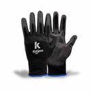 Kit 12PR Luva Trico Pu Preta Nylon Revest T.7 P - Kalipso