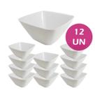 Kit 12un Tigela bowl quadrado melamina branco salada petisco