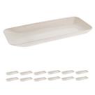Kit 12un travessa retangular p/ petiscos petisqueira bege