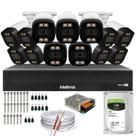 Kit 13 Câmeras Segurança FullColor Visão Noturna Colorida 1080p 2.8mm Dvr Intelbras 1tb