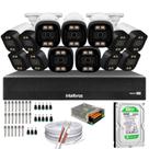 Kit 13 Câmeras Segurança Imagem Colorida a Noite 1080p Dvr Intelbras 1016c Hd 500gb