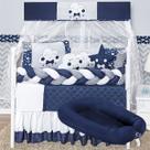 Kit 13 peças Berço Americano e Ninho Redutor Lua Nuvem Gota Chuva de Amor Baby