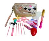 Kit 13 Peças Maquiagem Infantil Menina Completo Necessaire com Pincéis Blogueirinha