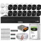 Kit 14 Cameras 1220 Full Color Intelbras Dvr Mhdx 16 Ch Color Noite C/HD 1TB