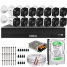 Kit 14 Cameras 1220 Full Color Intelbras Dvr Mhdx 16 Ch Color Noite C/HD 500GB
