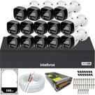 Kit 14 Câmeras 1220B Full Color Intelbras Dvr Mhdx 16 canais HD 500GB colorido 24hrs