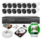 Kit 14 Cameras Segurança Dvr 16 Canais Full Hd Cabo c/Hd 1TB