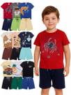 Kit 14 Peças de Roupa infantil Menino 7 Camisetas 7 Bermudas Kit com 7 Conjuntos Infantil Verão para Menino dias quentes