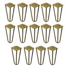 Kit 14 Pés de Metal 15 CM Hairpin Legs Mesas de Centro Puffs Dourado G41