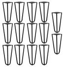 Kit 14 Pés de Metal 15 CM Hairpin Legs Mesas de Centro Puffs Preto G41