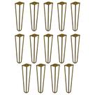Kit 14 Pés de Metal 25 CM Hairpin Legs Rack e Puffs Dourado G41