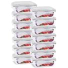 KIT 14 Pote de Vidro Retangular com Tampa Hermética 640ml Branco