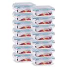 KIT 14 Potes Vidro Herméticos Retangular 370ml Azul