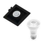 Kit 14 Spot Embutir Par20 Quadrado Recuado Preto + Lâmpada Led 4,8w 2700k