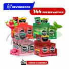 Kit 144 Preservativos Prudence Cores e Sabores Variados Morango/Tutti Frutti/Hortelã/Tradicional