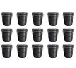 Kit 15 Baldes Pretos 3,6 Litros Uso Geral Tampa Fechamento Alça Kit 15 Baldes Pretos 3,6 Litros Uso Geral Tampa Fechamento Alça