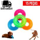 Kit 15 Brinquedo para Cachorro Mordedor Argola de Borracha Pet Cães com Apito