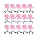 Kit 15 Cadeiras Office Eiffel Slim Ajustável Oficial Rosa