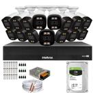 Kit 15 Câmeras Segurança Imagem Colorida a Noite 1080p Full hd 2.8mm Dvr Intelbras 1tb