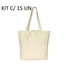 KIT 15 ecobag GRANDE 32x38 lisa em algodão cru Ecológica