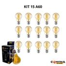 Kit 15 Lâmpadas De Filamento Led A60 Vintage Retro Antiga Industrial Ambar Bivolt