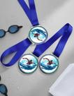 Kit 15 Medalhas Para Natação Premiação De Campeão Esportes 50mm Com Fita Azul