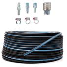 Kit 15 mts Mangueira 1/4 300 Psi Conexões Ferro Pneumática Compressor Trama de Polyester Flexível e Resistente